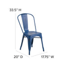 Commercial Grade Distressed Antique Blue Metal Indoor-Outdoor Stackable Chair