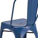Commercial Grade Distressed Antique Blue Metal Indoor-Outdoor Stackable Chair