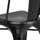 Commercial Grade Distressed Black Metal Indoor-Outdoor Stackable Chair