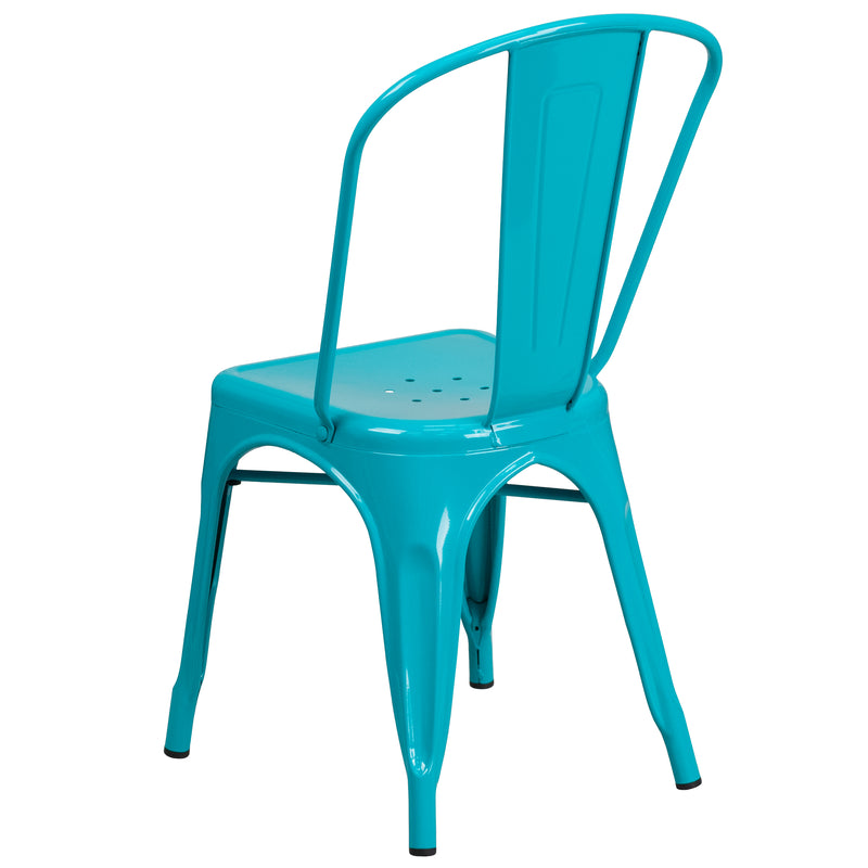 Commercial Grade Crystal Teal-Blue Metal Indoor-Outdoor Stackable Chair