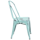 Commercial Grade Distressed Green-Blue Metal Indoor-Outdoor Stackable Chair