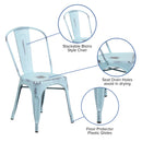 Commercial Grade Distressed Green-Blue Metal Indoor-Outdoor Stackable Chair