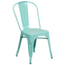 Commercial Grade Mint Green Metal Indoor-Outdoor Stackable Chair