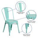 Commercial Grade Mint Green Metal Indoor-Outdoor Stackable Chair