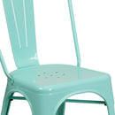 Commercial Grade Mint Green Metal Indoor-Outdoor Stackable Chair