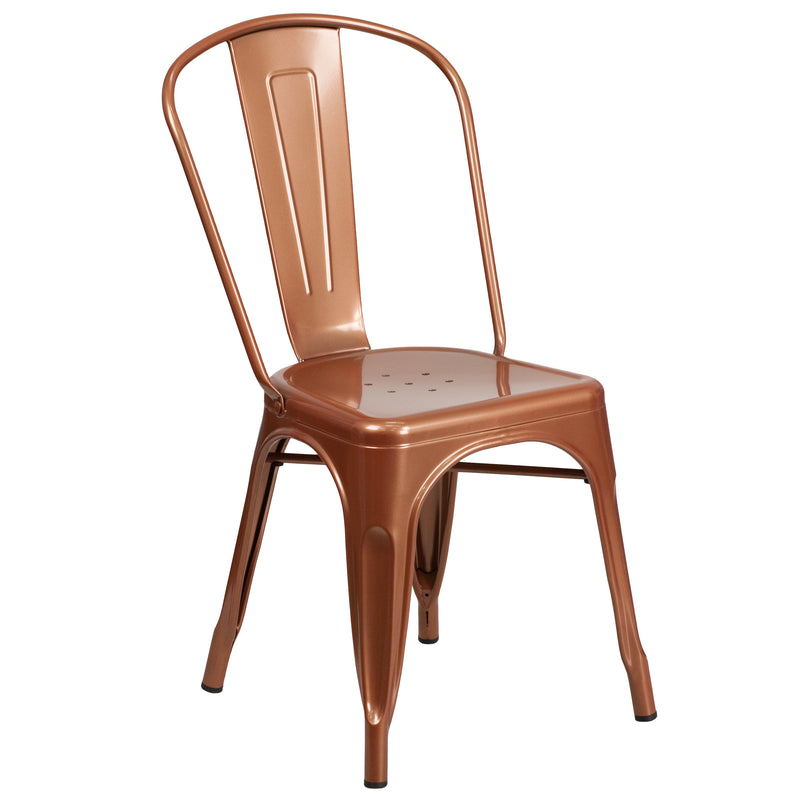 Commercial Grade Copper Metal Indoor-Outdoor Stackable Chair