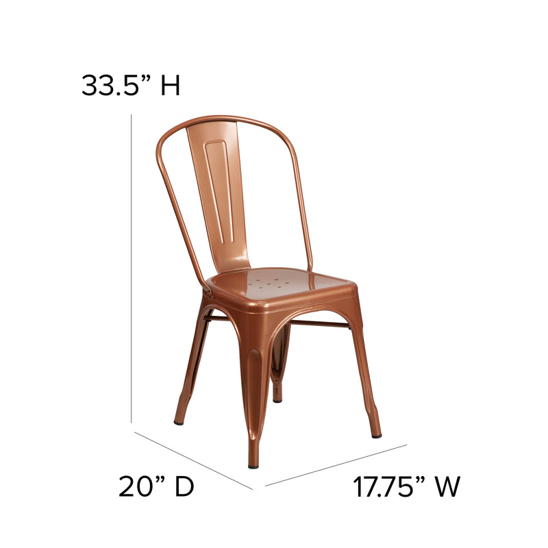 Commercial Grade Copper Metal Indoor-Outdoor Stackable Chair