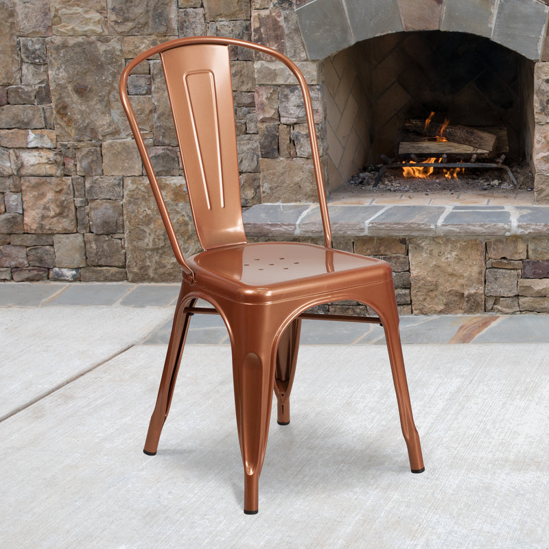 Commercial Grade Copper Metal Indoor-Outdoor Stackable Chair