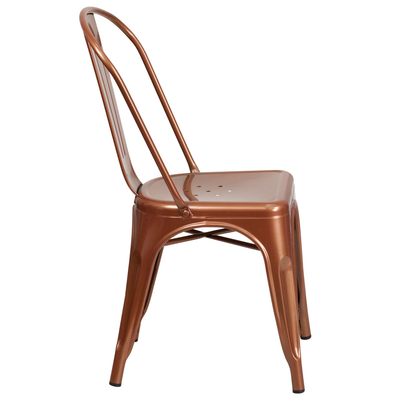 Commercial Grade Copper Metal Indoor-Outdoor Stackable Chair