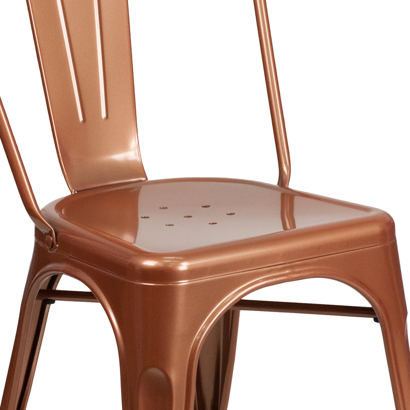 Commercial Grade Copper Metal Indoor-Outdoor Stackable Chair