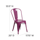 Commercial Grade Purple Metal Indoor-Outdoor Stackable Chair