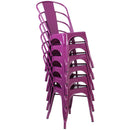 Commercial Grade Purple Metal Indoor-Outdoor Stackable Chair