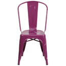 Commercial Grade Purple Metal Indoor-Outdoor Stackable Chair
