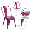 Commercial Grade Purple Metal Indoor-Outdoor Stackable Chair