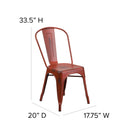 Commercial Grade Distressed Kelly Red Metal Indoor-Outdoor Stackable Chair