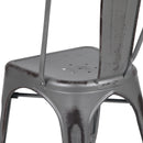 Commercial Grade Distressed Silver Gray Metal Indoor-Outdoor Stackable Chair