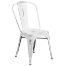 Commercial Grade Distressed White Metal Indoor-Outdoor Stackable Chair