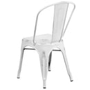 Commercial Grade Distressed White Metal Indoor-Outdoor Stackable Chair