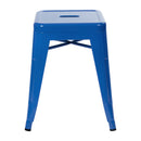 18" Table Height Stool, Stackable Backless Metal Indoor Dining Stool, Commercial Grade Restaurant Stool in Royal Blue - Set of 4