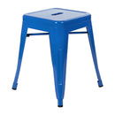 18" Table Height Stool, Stackable Backless Metal Indoor Dining Stool, Commercial Grade Restaurant Stool in Royal Blue - Set of 4