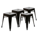 18" Table Height Stool, Stackable Backless Metal Indoor Dining Stool, Commercial Grade Restaurant Stool in Black - Set of 4