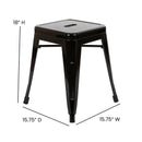 18" Table Height Stool, Stackable Backless Metal Indoor Dining Stool, Commercial Grade Restaurant Stool in Black - Set of 4