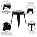 18" Table Height Stool, Stackable Backless Metal Indoor Dining Stool, Commercial Grade Restaurant Stool in Black - Set of 4