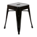 18" Table Height Stool, Stackable Backless Metal Indoor Dining Stool, Commercial Grade Restaurant Stool in Black - Set of 4