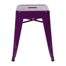 18" Table Height Stool, Stackable Backless Metal Indoor Dining Stool, Commercial Grade Restaurant Stool in Purple - Set of 4