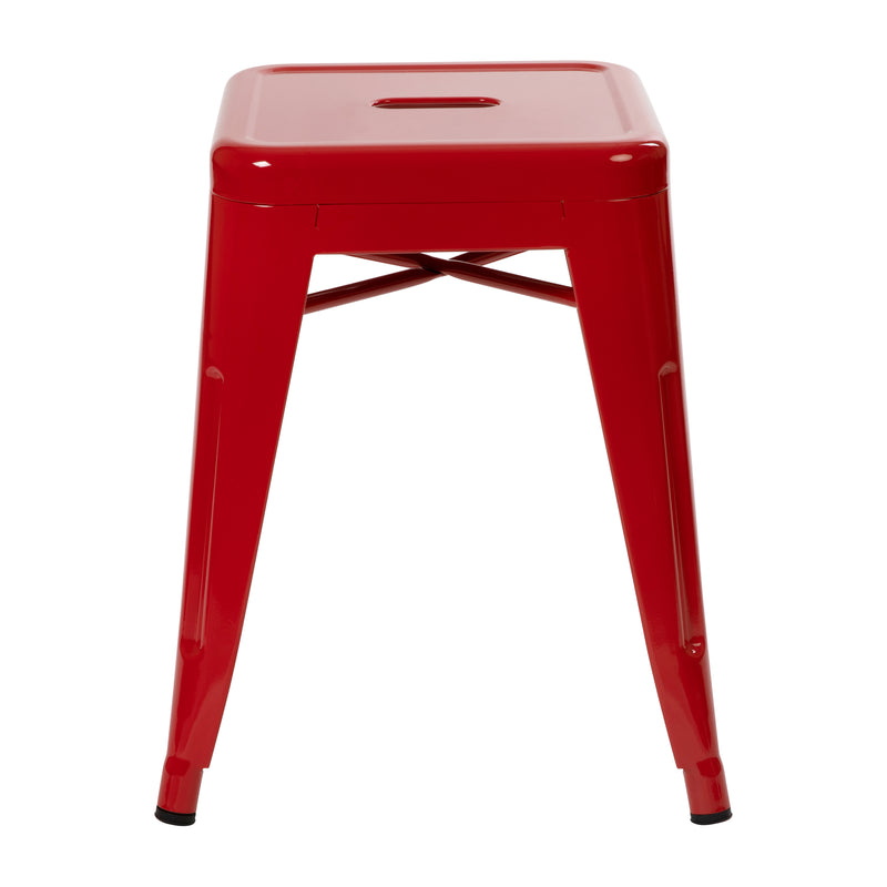 18" Table Height Stool, Stackable Backless Metal Indoor Dining Stool, Commercial Grade Restaurant Stool in Red - Set of 4