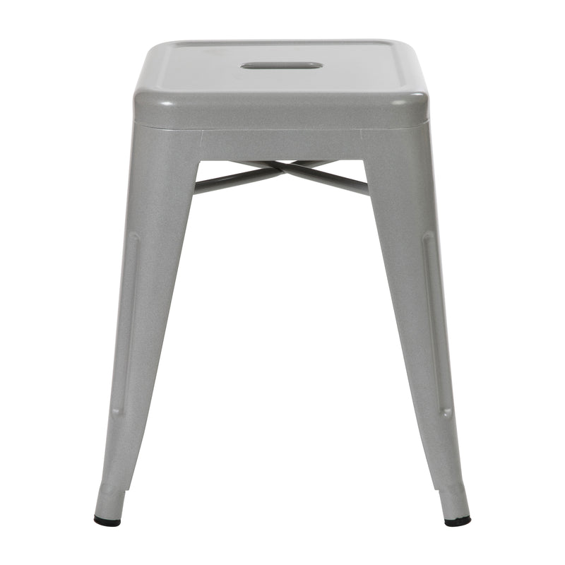 18" Table Height Stool, Stackable Backless Metal Indoor Dining Stool, Commercial Grade Restaurant Stool in Silver - Set of 4