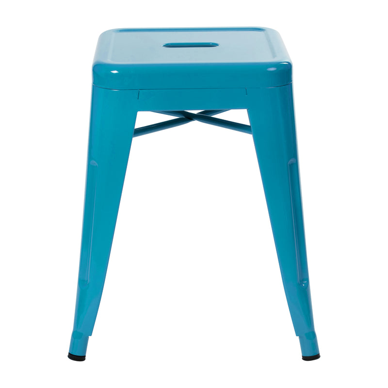 18" Table Height Stool, Stackable Backless Metal Indoor Dining Stool, Commercial Grade Restaurant Stool in Teal - Set of 4