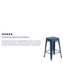 Commercial Grade 24" High Backless Distressed Antique Blue Metal Indoor-Outdoor Counter Height Stool
