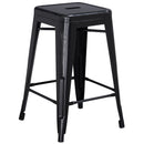 Commercial Grade 24" High Backless Distressed Black Metal Indoor-Outdoor Counter Height Stool