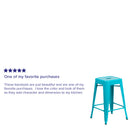Commercial Grade 24" High Backless Crystal Teal-Blue Indoor-Outdoor Counter Height Stool