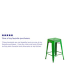 Commercial Grade 24" High Backless Distressed Green Metal Indoor-Outdoor Counter Height Stool