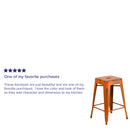 Commercial Grade 24" High Backless Distressed Orange Metal Indoor-Outdoor Counter Height Stool
