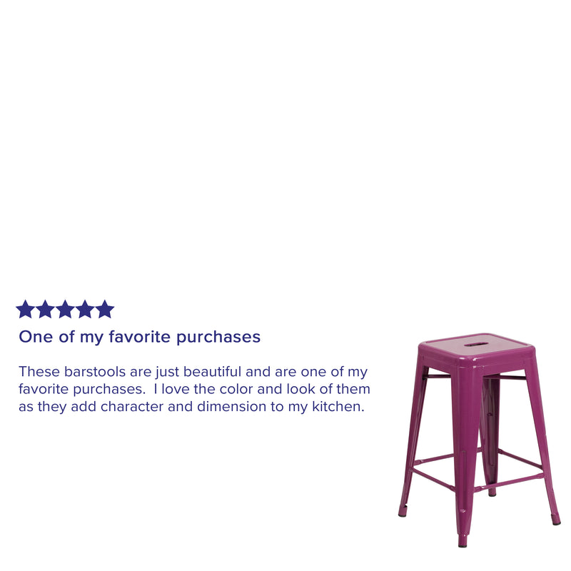 Commercial Grade 24" High Backless Purple Indoor-Outdoor Counter Height Stool