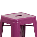 Commercial Grade 24" High Backless Purple Indoor-Outdoor Counter Height Stool