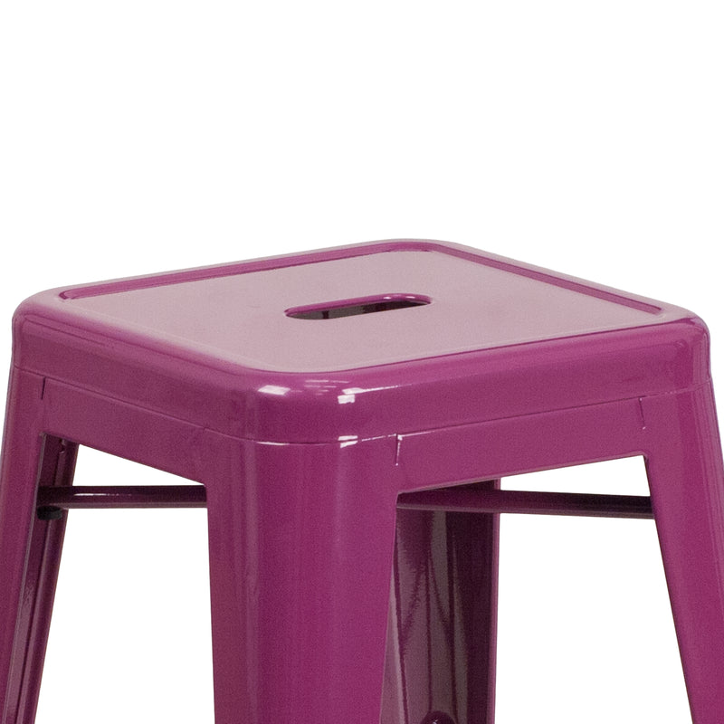 Commercial Grade 24" High Backless Purple Indoor-Outdoor Counter Height Stool