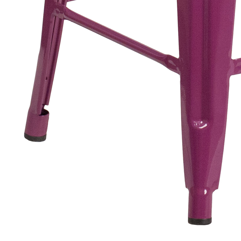 Commercial Grade 24" High Backless Purple Indoor-Outdoor Counter Height Stool