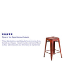 Commercial Grade 24" High Backless Distressed Kelly Red Metal Indoor-Outdoor Counter Height Stool