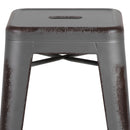 Commercial Grade 24" High Backless Distressed Silver Gray Metal Indoor-Outdoor Counter Height Stool