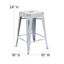 Commercial Grade 24" High Backless Distressed White Metal Indoor-Outdoor Counter Height Stool