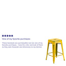 Commercial Grade 24" High Backless Distressed Yellow Metal Indoor-Outdoor Counter Height Stool