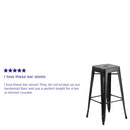 Commercial Grade 30" High Backless Distressed Black Metal Indoor-Outdoor Barstool