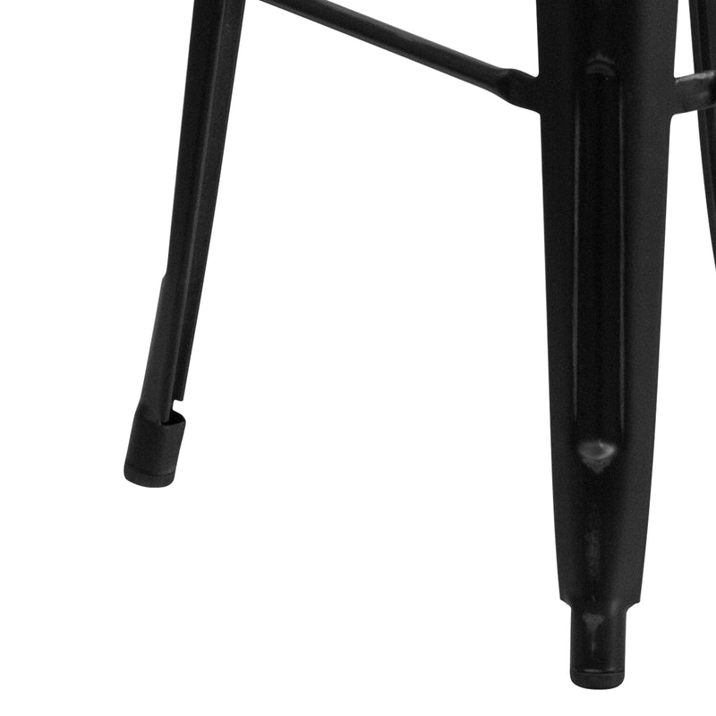 Commercial Grade 30" High Backless Distressed Black Metal Indoor-Outdoor Barstool