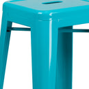 Commercial Grade 30" High Backless Crystal Teal-Blue Indoor-Outdoor Barstool
