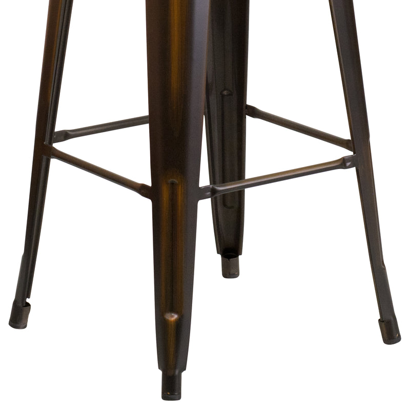 Commercial Grade 30" High Backless Distressed Copper Metal Indoor-Outdoor Barstool