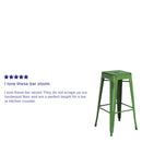 Commercial Grade 30" High Backless Distressed Green Metal Indoor-Outdoor Barstool